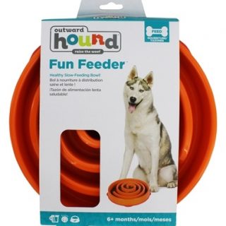 Large orange Outward Hound Slow Feeding Bowl for Dogs