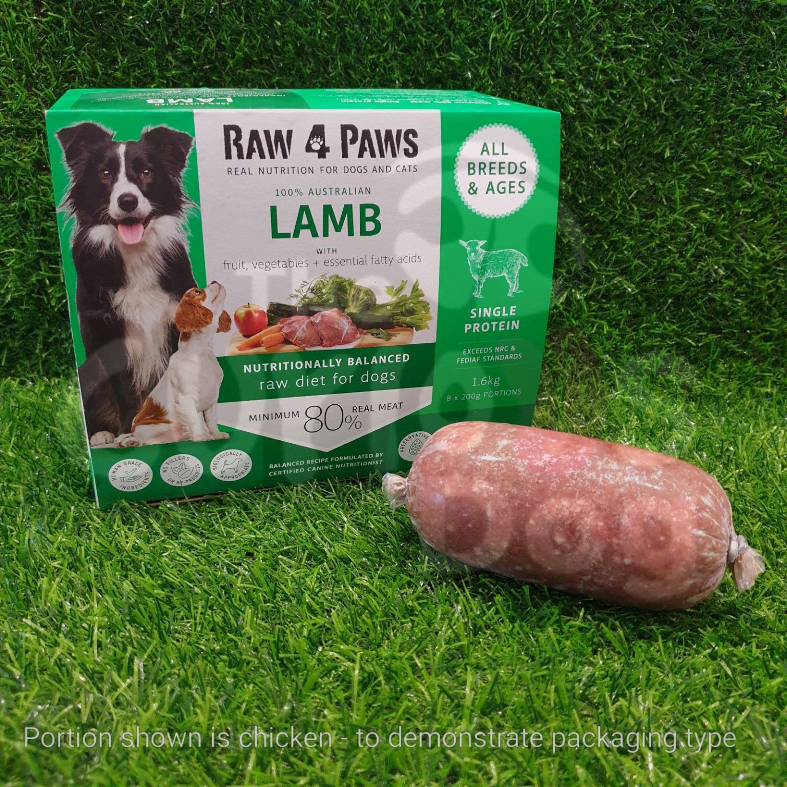 Raw 4 Paws Lamb Portions - 8 x 200g 