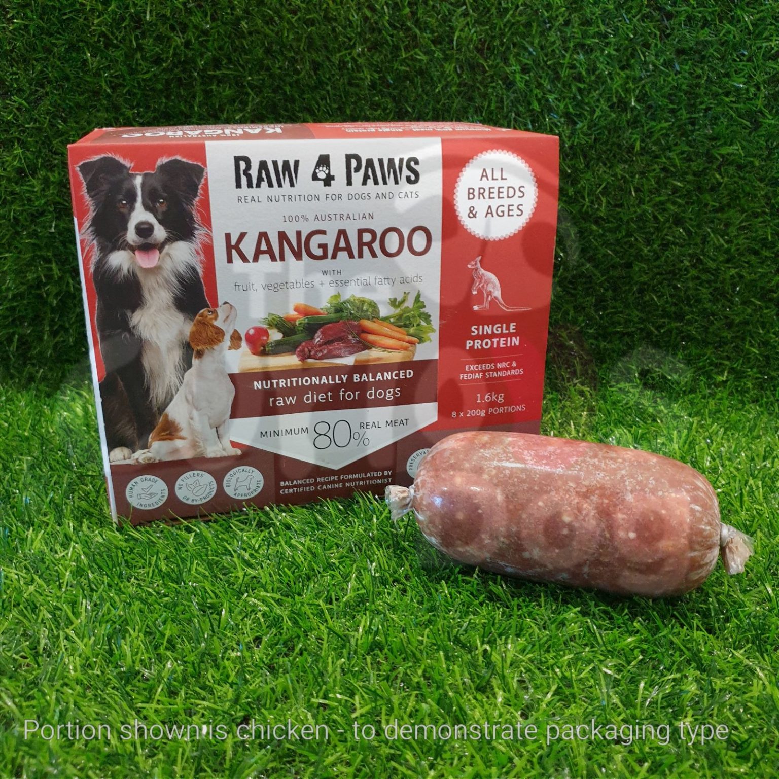 Raw 4 Paws Roo Portions - 8 x 200g 