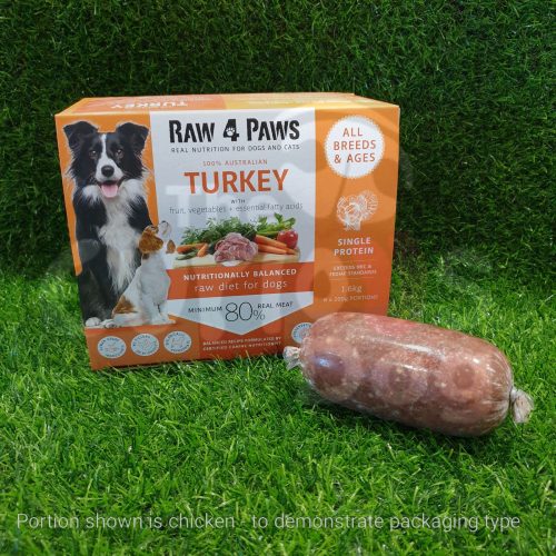 Raw 4 Paws Turkey Portions 1.6kg raw food barf for dogs